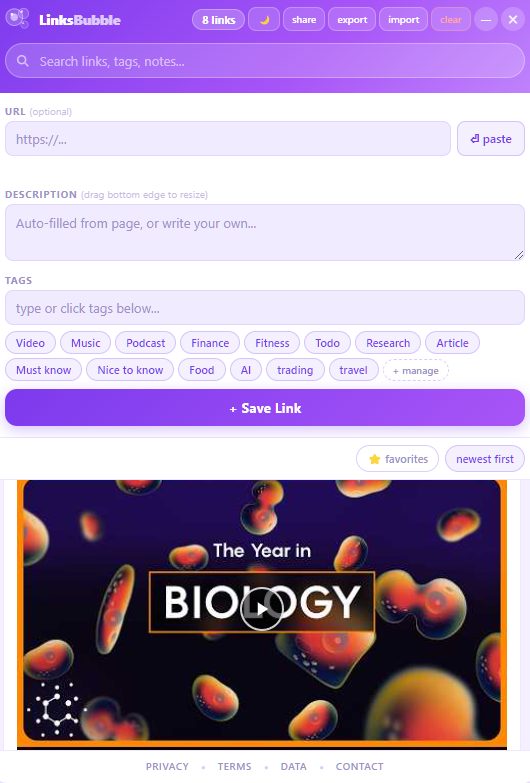LinksBubble Year in Biology